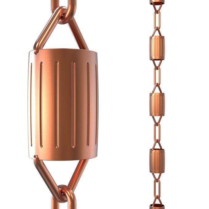 Scallop rain chain in copper finish