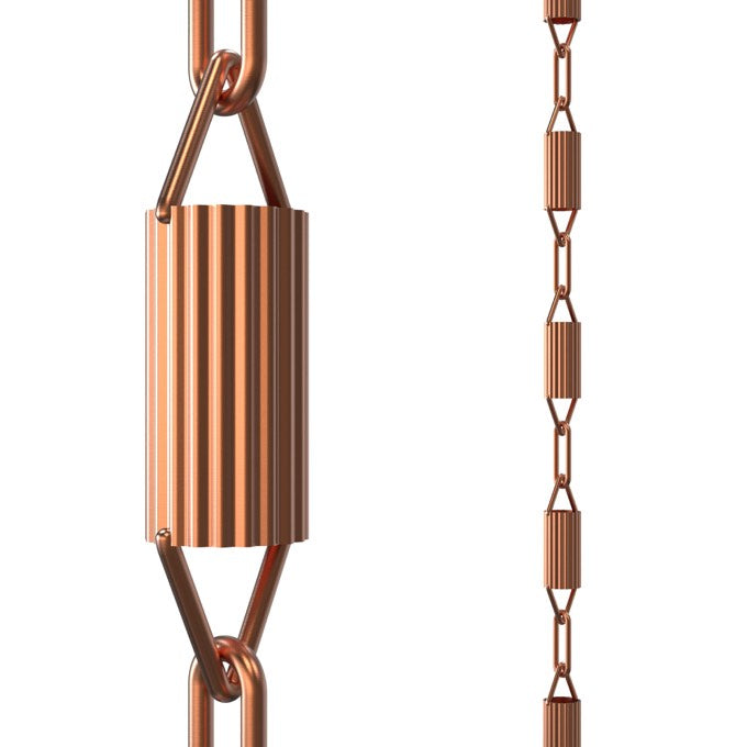 Manicotti rain chain, copper